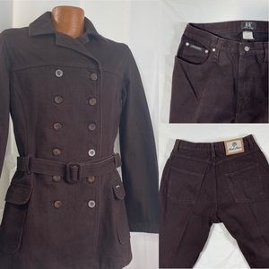 Vintage 2 piece Karl Kani KK2 hip hop brown heavyweight cotton denim size 9/10